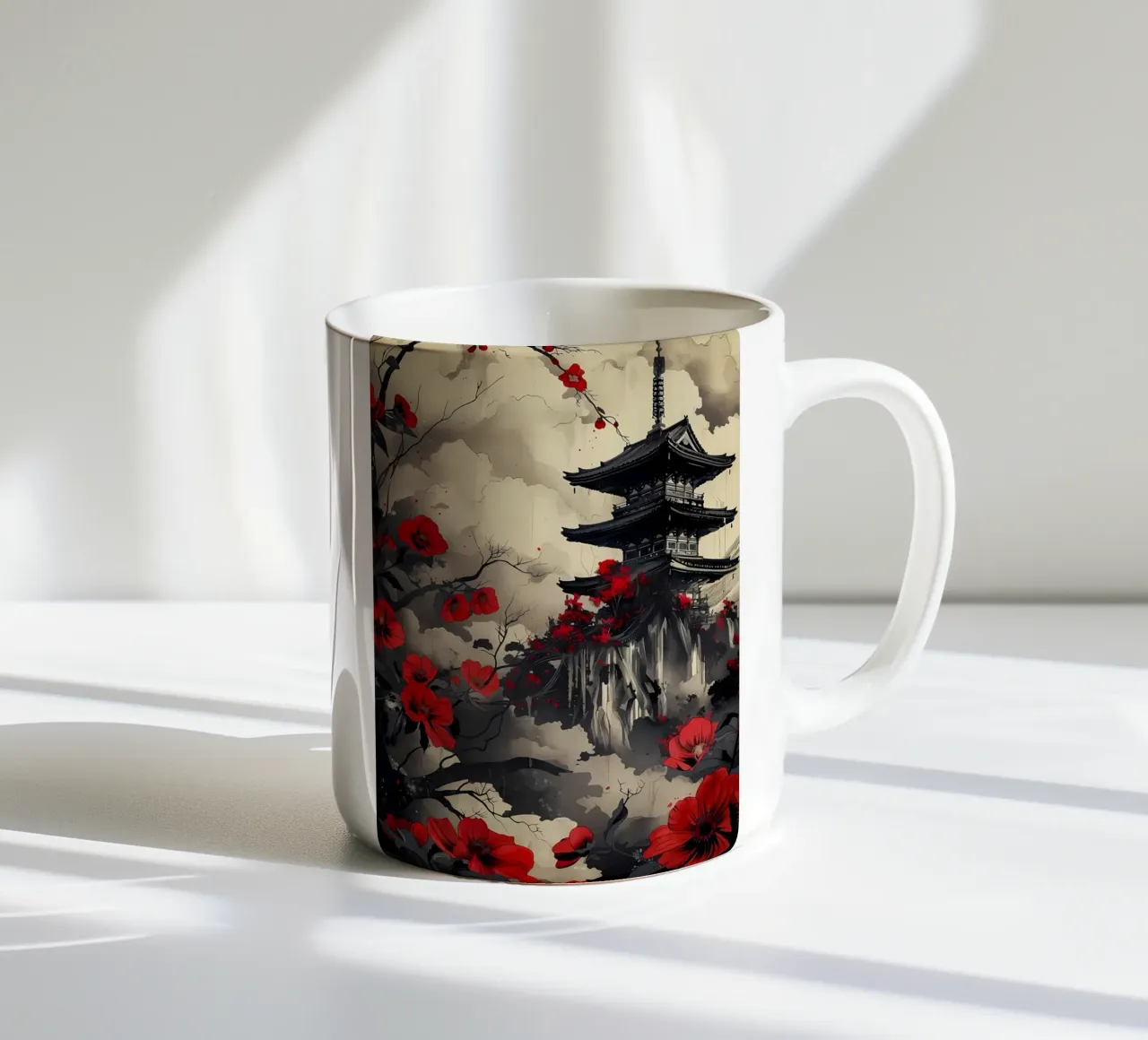 paesaggio giapponese tazza in ceramica da Rebecca Clark Wyrick