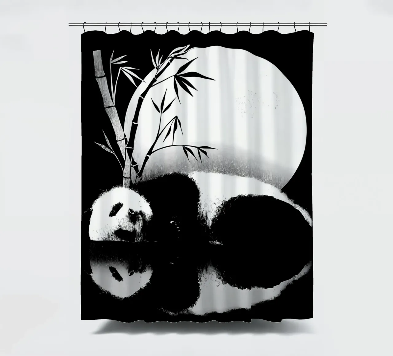 Panda reflection shower curtain by James M Coyle