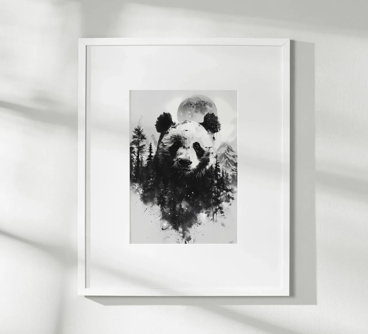 Doppia esposizione del panda poster con telaio in alluminio da James M Coyle
