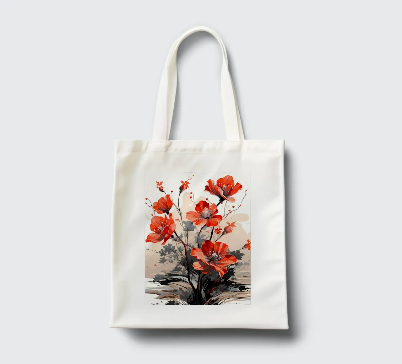 Red Flowers 2 tote bag by Rebecca Clark Wyrick