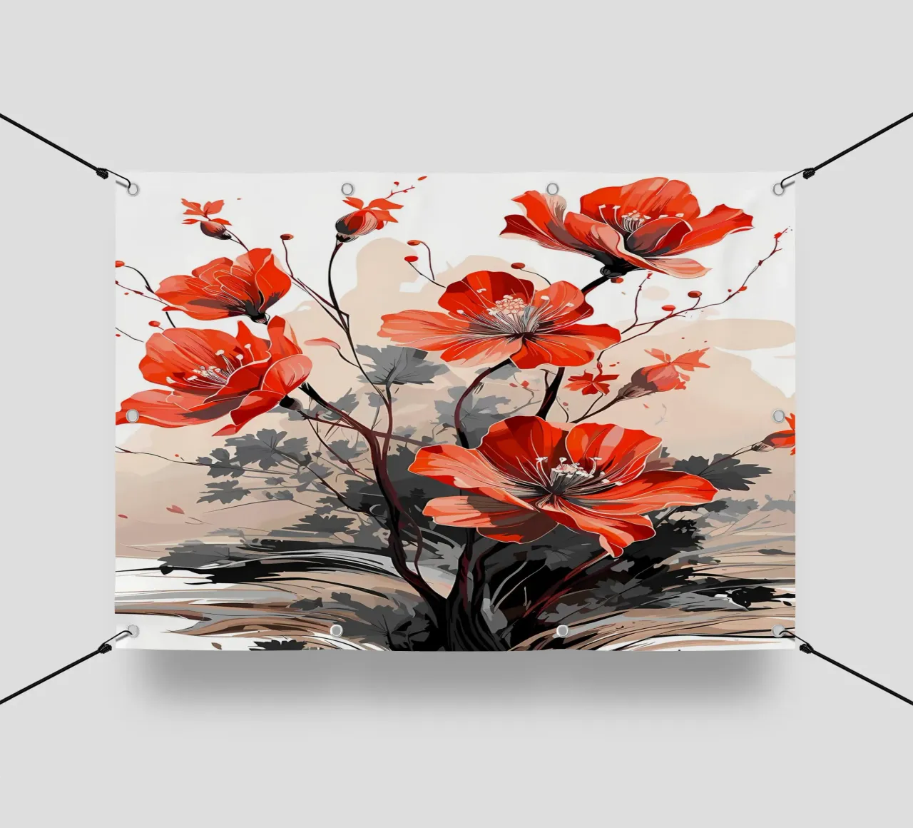 Fiori rossi 2 telo in pvc da Rebecca Clark Wyrick