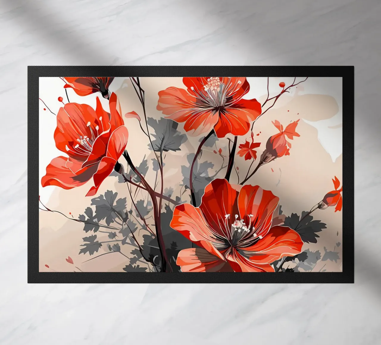 Fiori rossi 2 zerbino da Rebecca Clark Wyrick