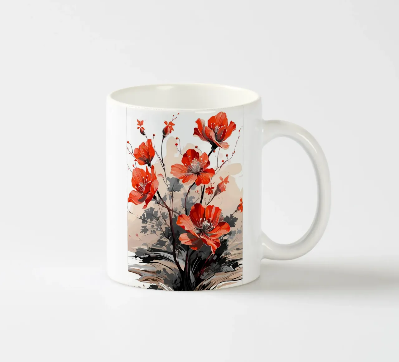 Fiori rossi 2 tazza in ceramica da Rebecca Clark Wyrick