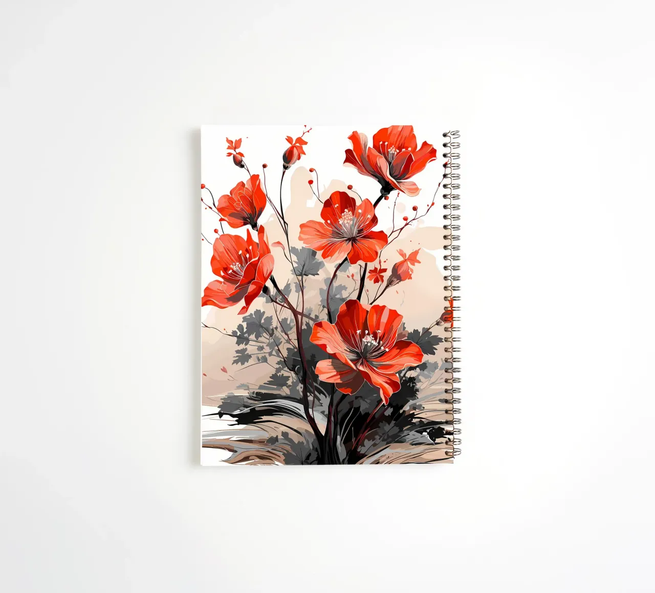 Red Flowers 2 spiral notebook by Rebecca Clark Wyrick