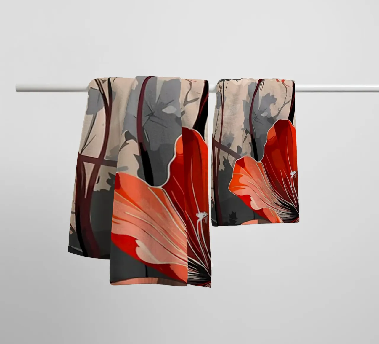 Red Flowers 2 towel by Rebecca Clark Wyrick