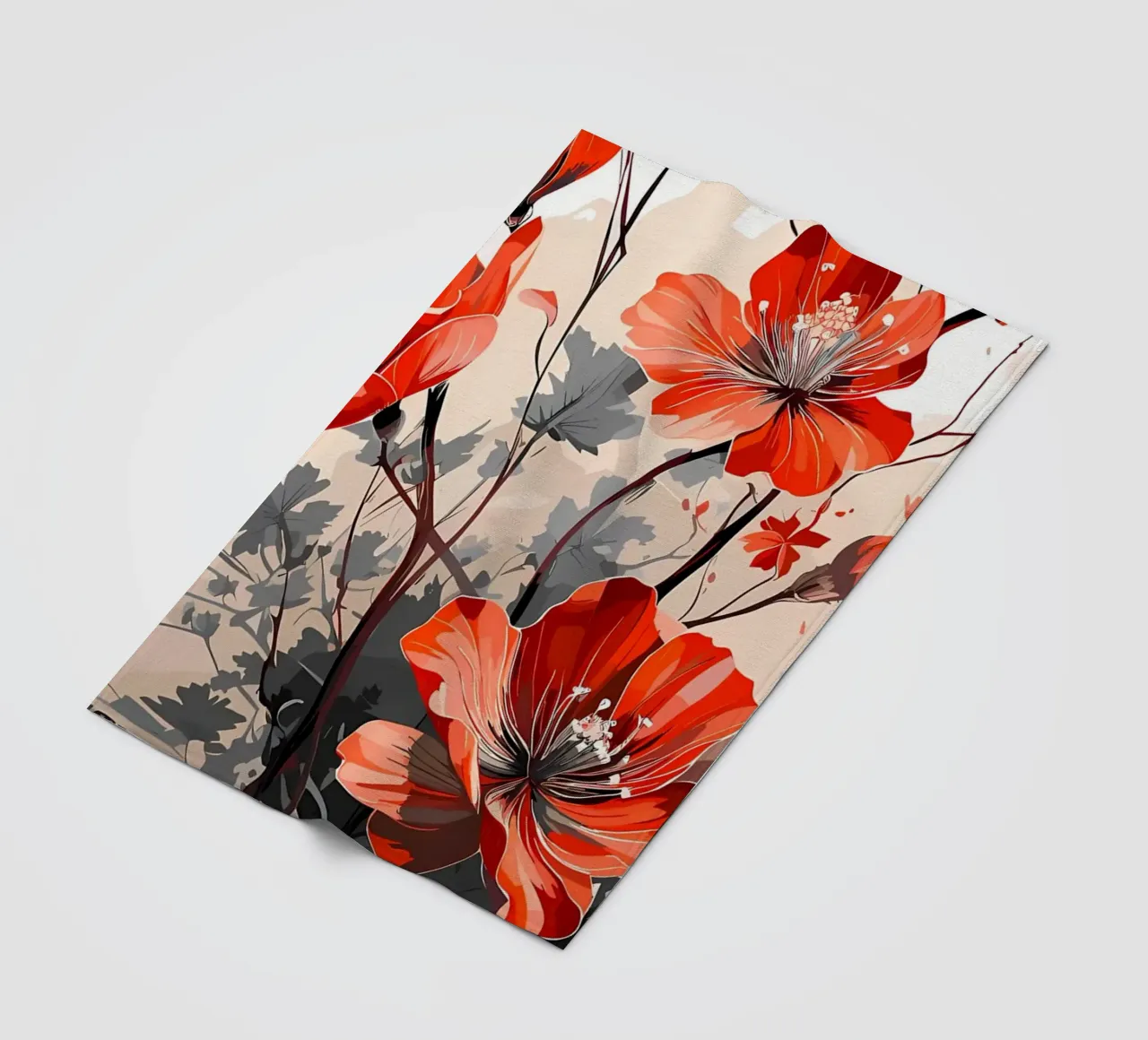 Red Flowers 2 fleece blanket by Rebecca Clark Wyrick