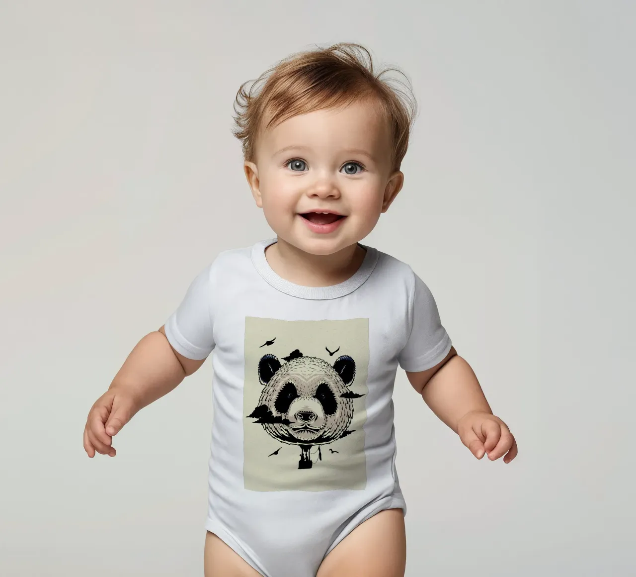 Mongolfiera Panda body neonato maniche corte da James M Coyle