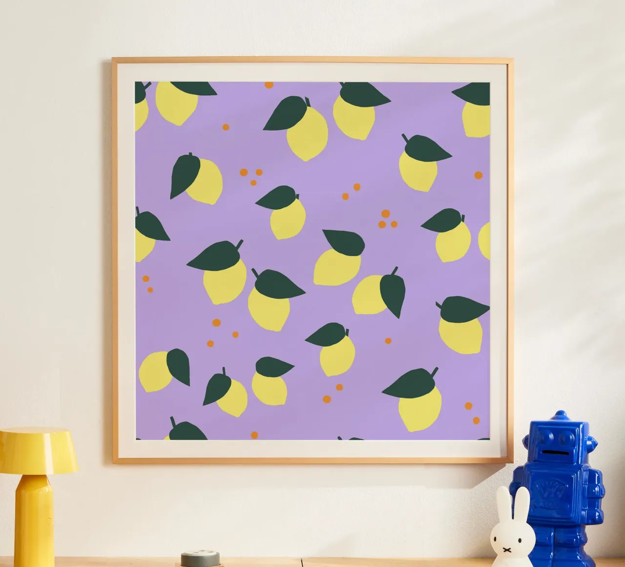Limone Allover poster con telaio in plastica da Iris Knabenschuh Design