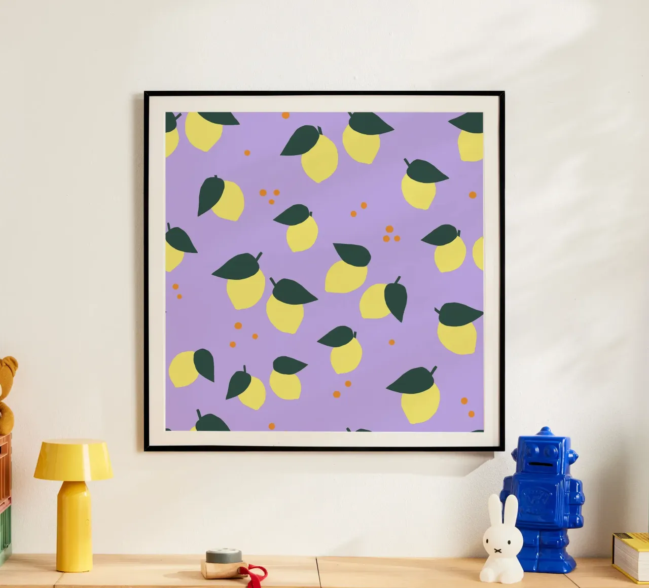 Limone Allover poster con telaio in plastica da Iris Knabenschuh Design