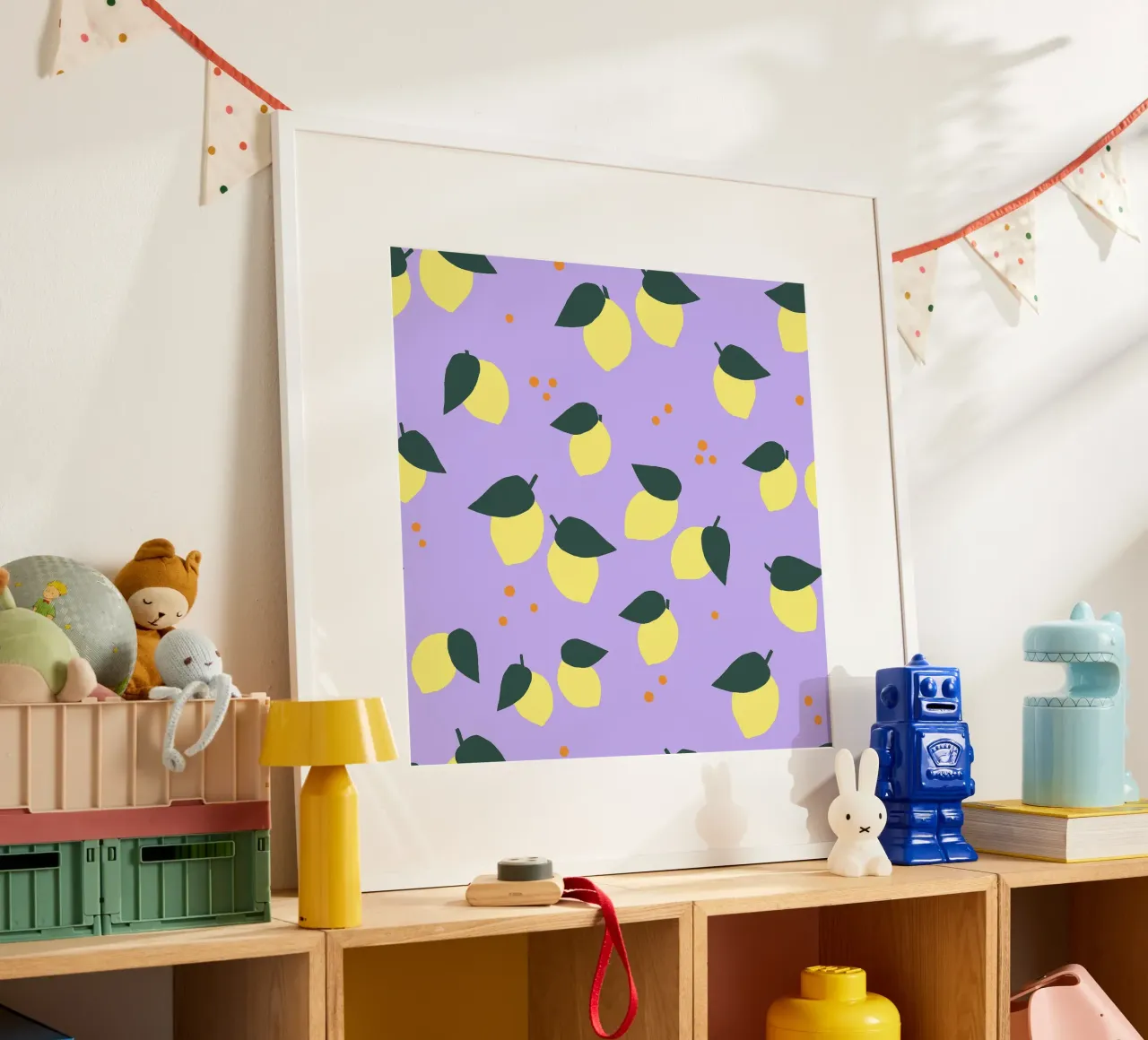Limone Allover poster con telaio in plastica da Iris Knabenschuh Design