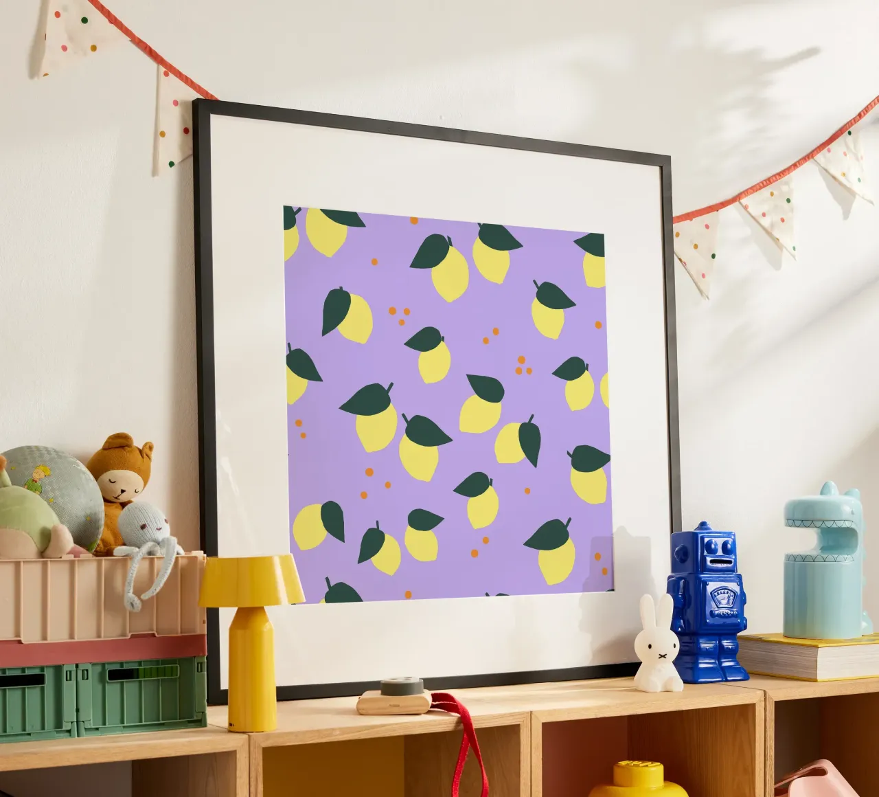 Limone Allover poster con telaio in plastica da Iris Knabenschuh Design