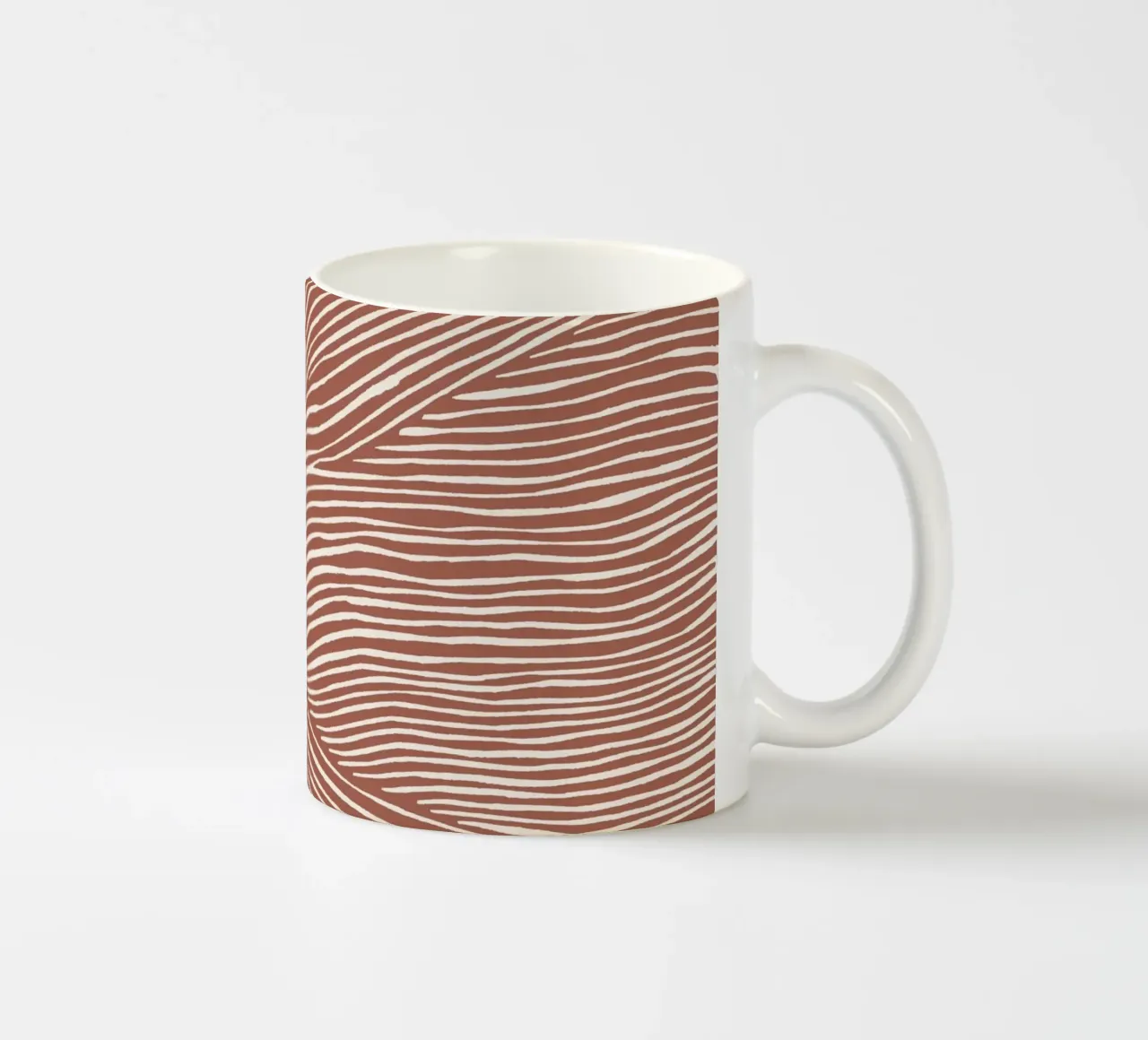 Terracotta linocut stripes tazza in ceramica da NouveauPrints