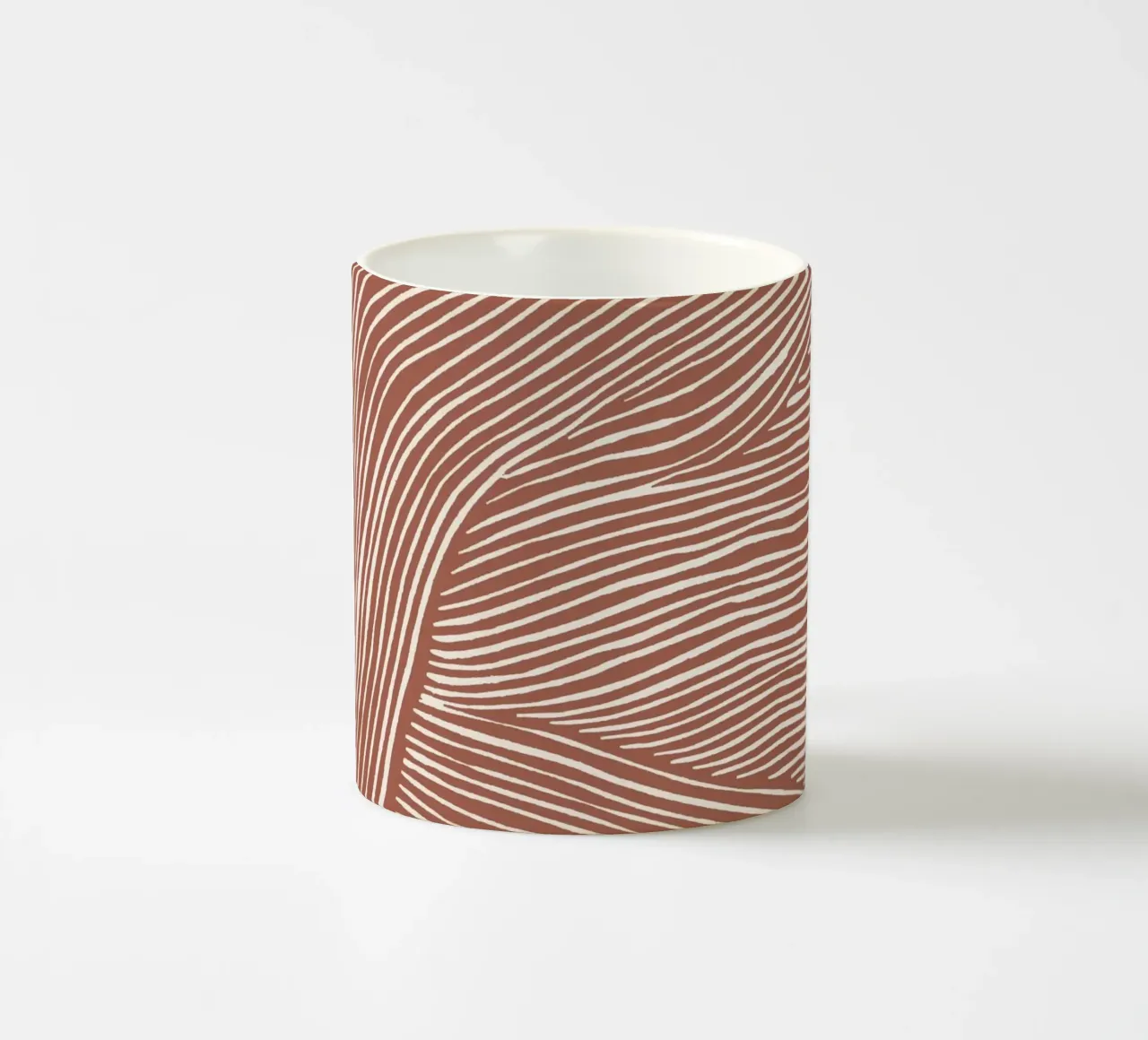 Terracotta linocut stripes tazza in ceramica da NouveauPrints