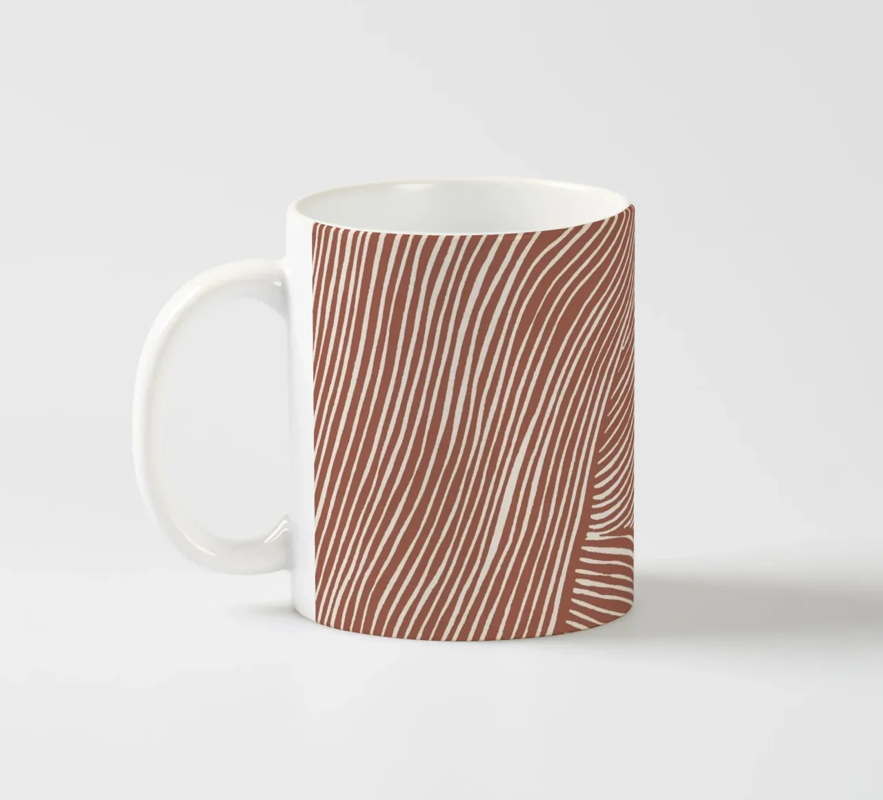 Terracotta linocut stripes tazza in ceramica da NouveauPrints