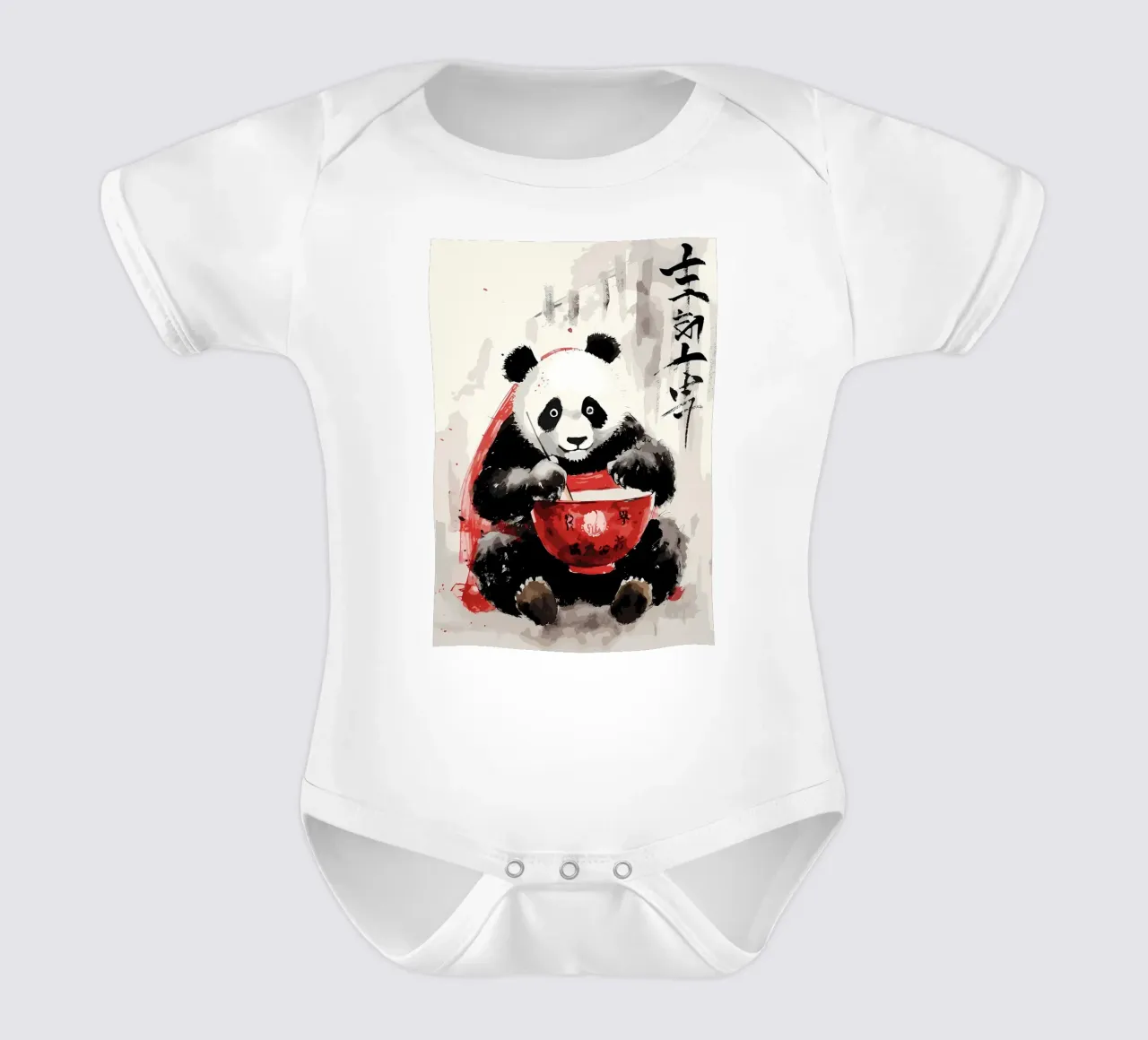 Panda carino giapponese body neonato maniche corte da James M Coyle