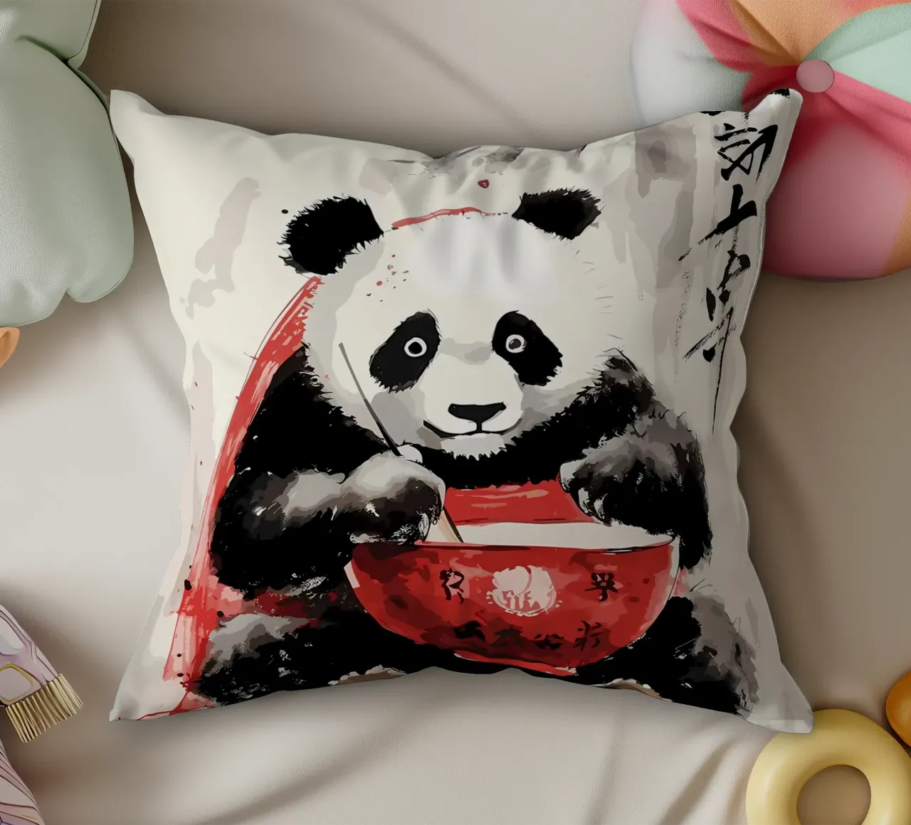 Panda carino giapponese cuscino da James M Coyle