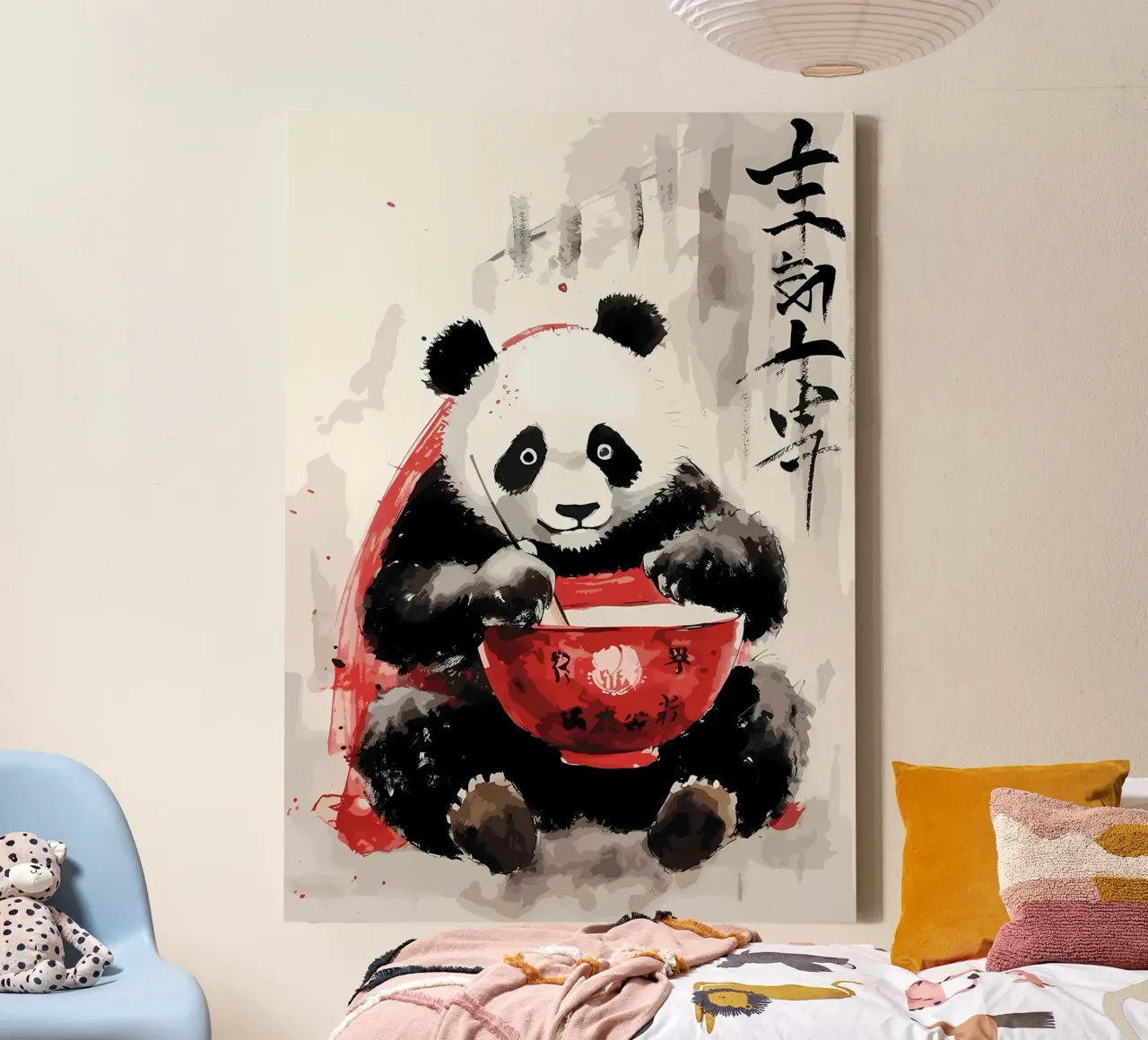 Panda carino giapponese tela con Cornice a cassetta da James M Coyle