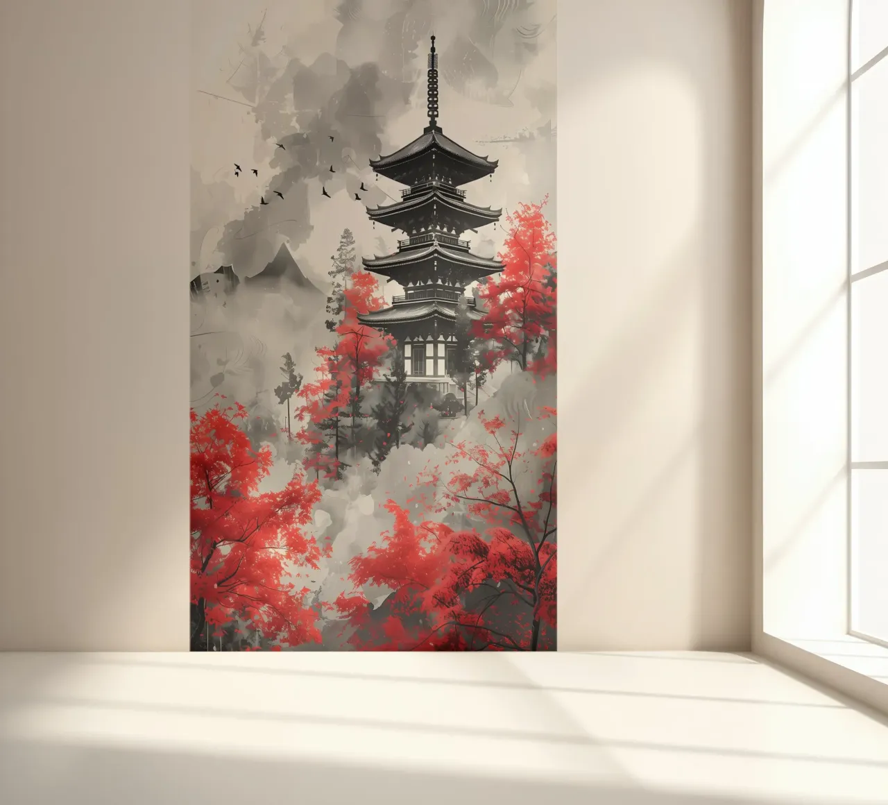 Red Japanese Painting photo wallpaper by Rebecca Clark Wyrick
