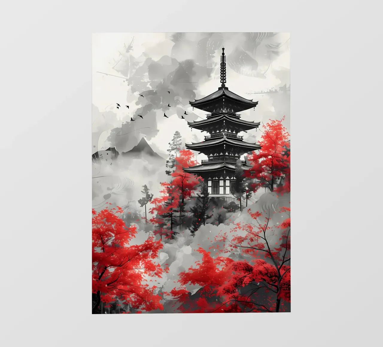Red Japanese Painting pvc cover by Rebecca Clark Wyrick