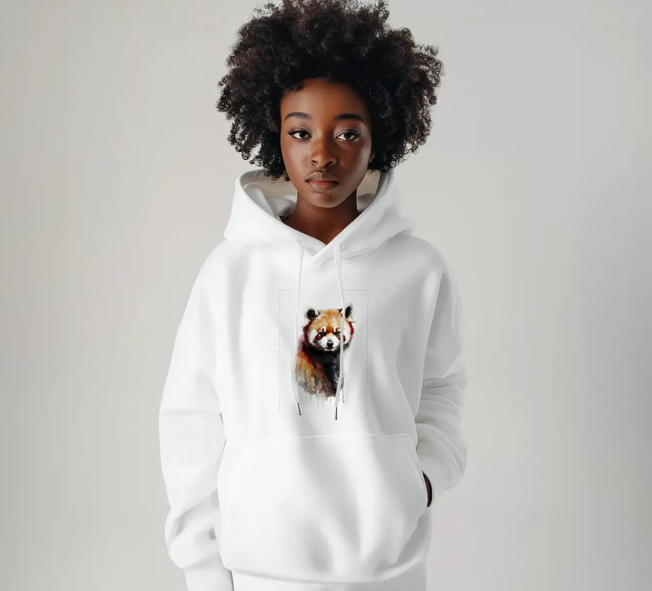 Panda rosso acquerellato felpa con cappuccio da James M Coyle
