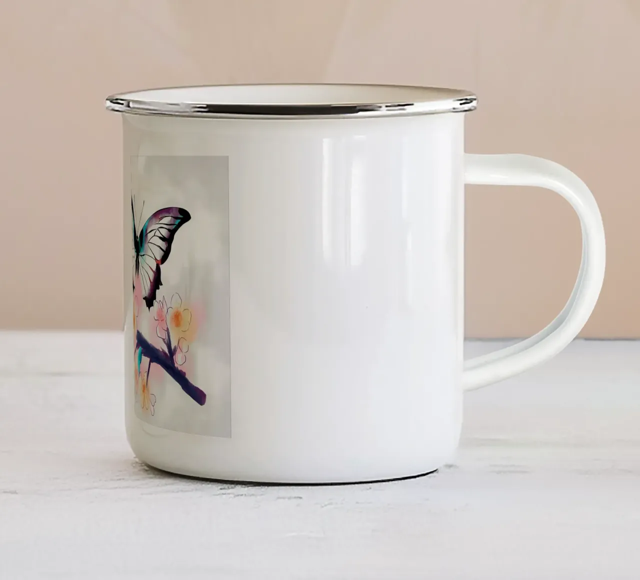 Farfalla acquerellata tazza in smalto da Rebecca Clark Wyrick