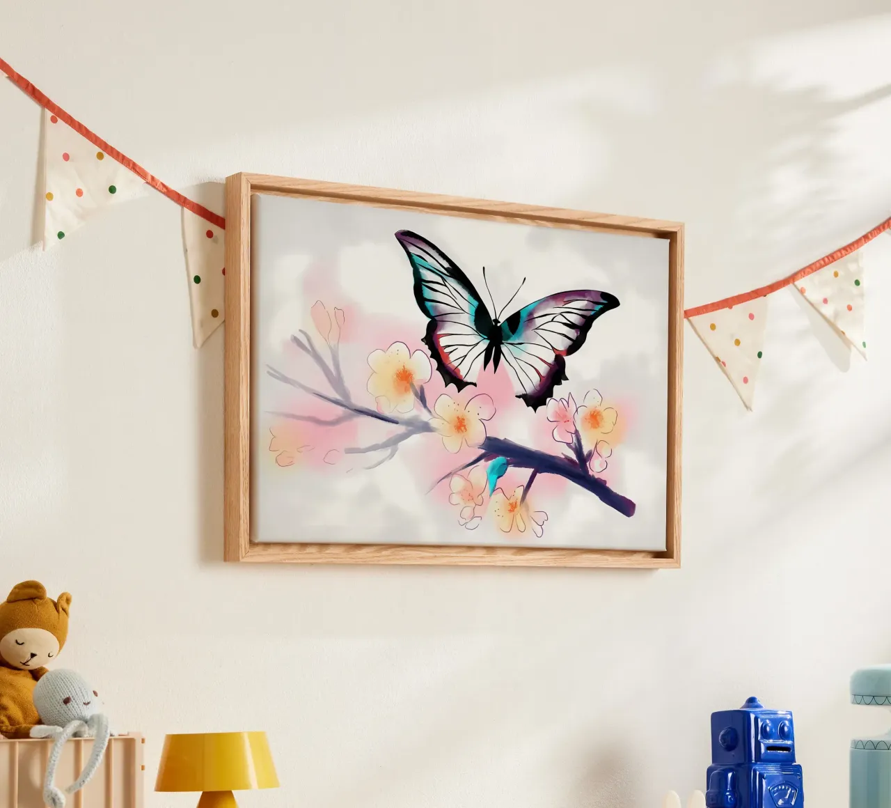 Farfalla acquerellata tela con Cornice a cassetta da Rebecca Clark Wyrick