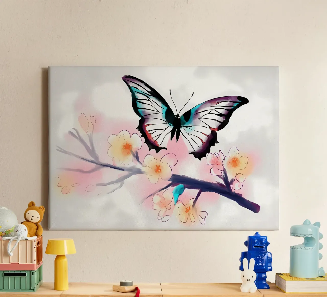 Farfalla acquerellata tela con Cornice a cassetta da Rebecca Clark Wyrick