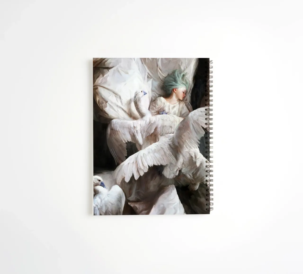 Guillermo Lorca The Swan Landing spiral notebook by Birgitart