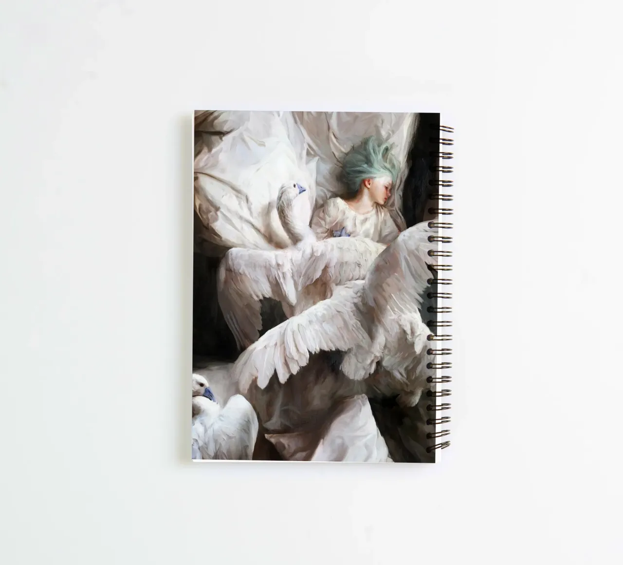 Guillermo Lorca The Swan Landing spiral notebook by Birgitart
