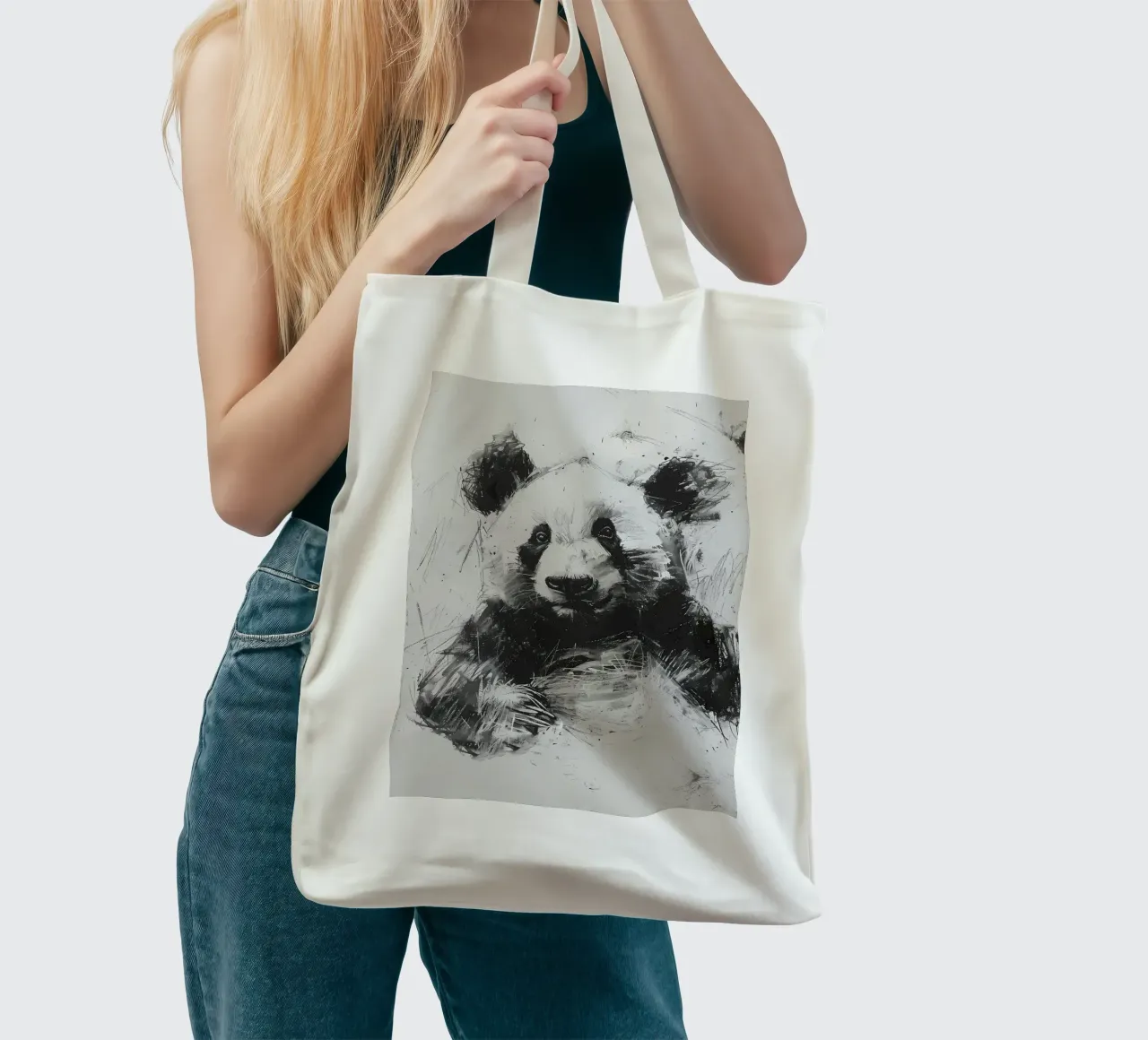 Panda in carbone borsa in juta da James M Coyle