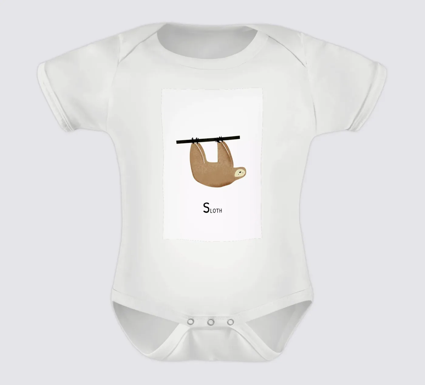 Sloth short-sleeve baby romper by Little Flourishes