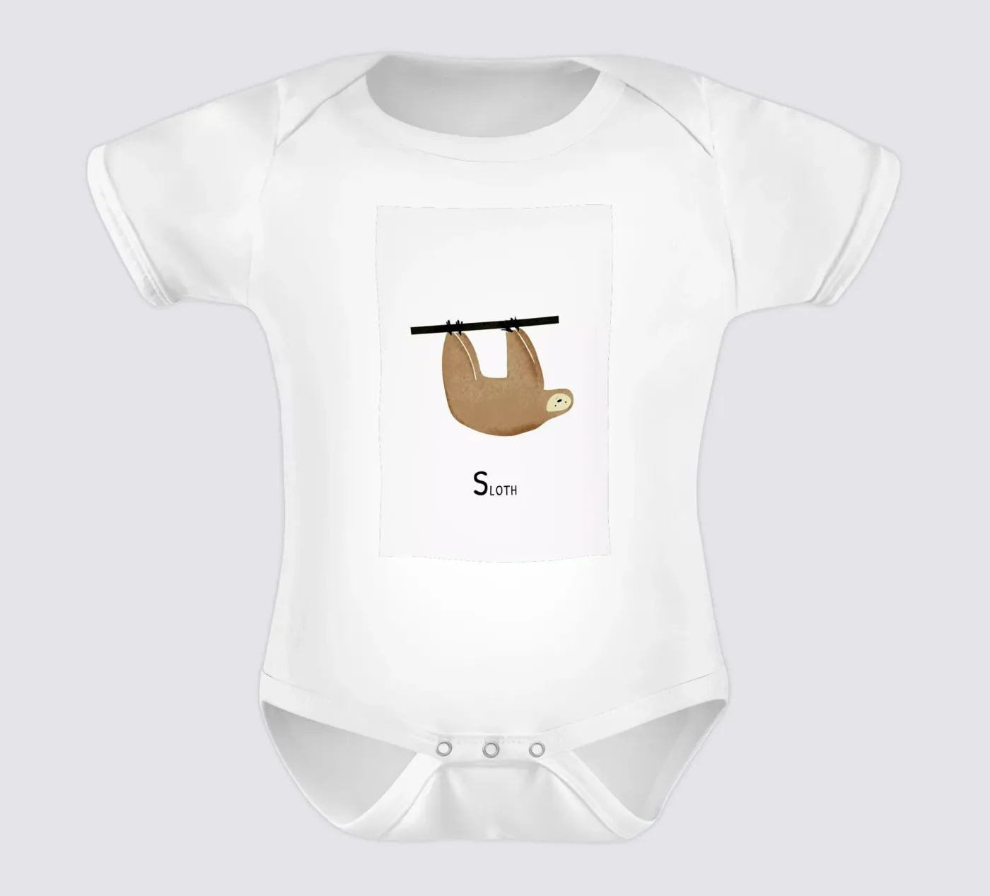 Sloth short-sleeve baby romper by Little Flourishes