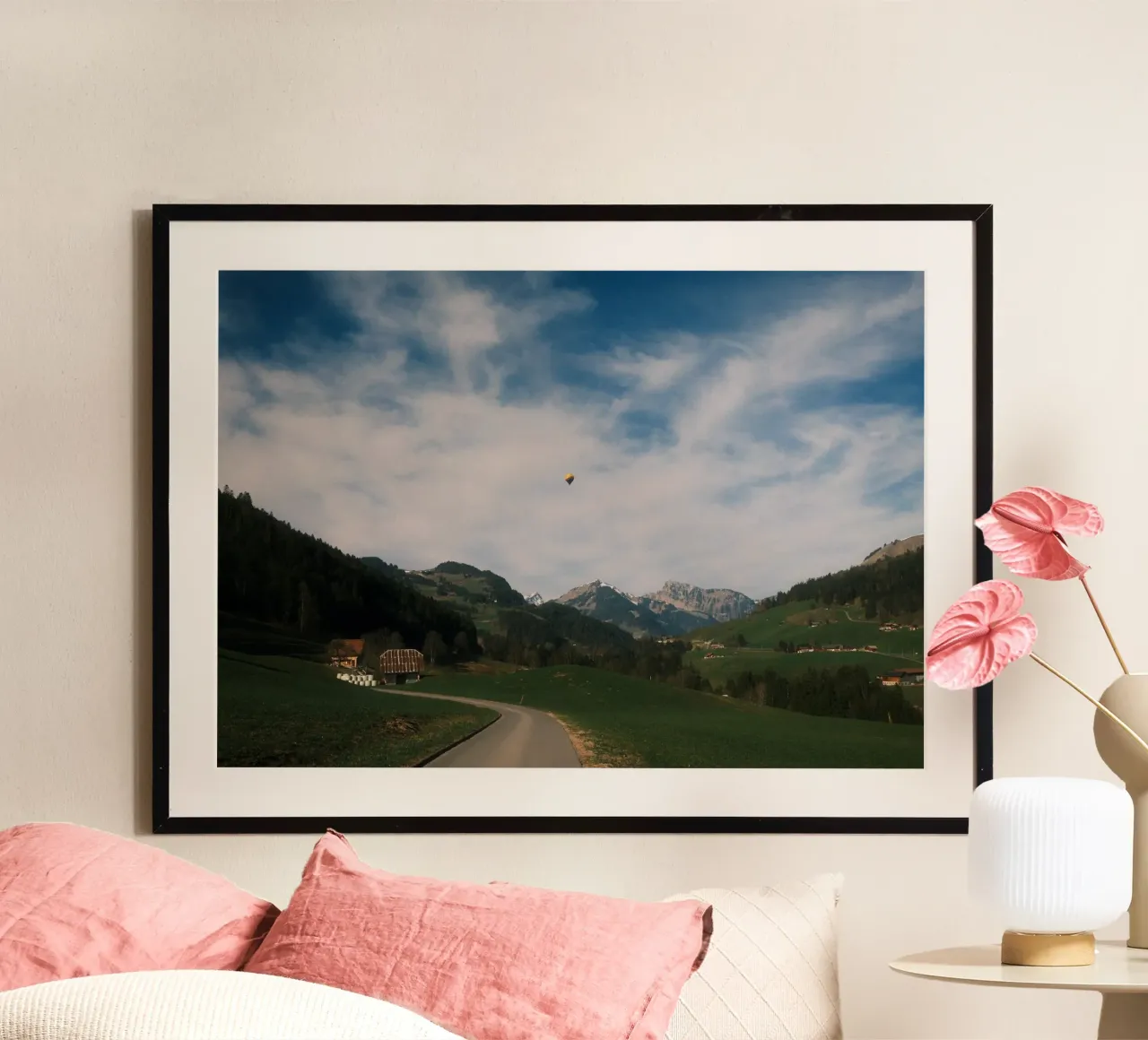 Floating Above the Valley – Swiss Spring Serenity carta hahnemühle da FujiSwiss