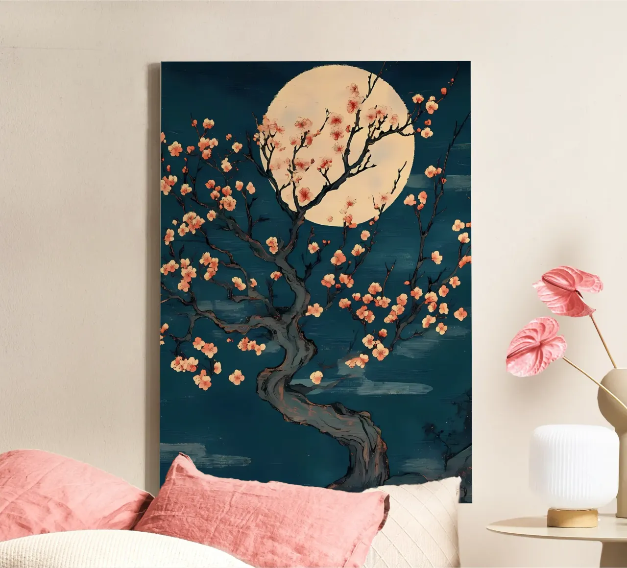Fiori di ciliegio e luna tela con Cornice a cassetta da Rebecca Clark Wyrick