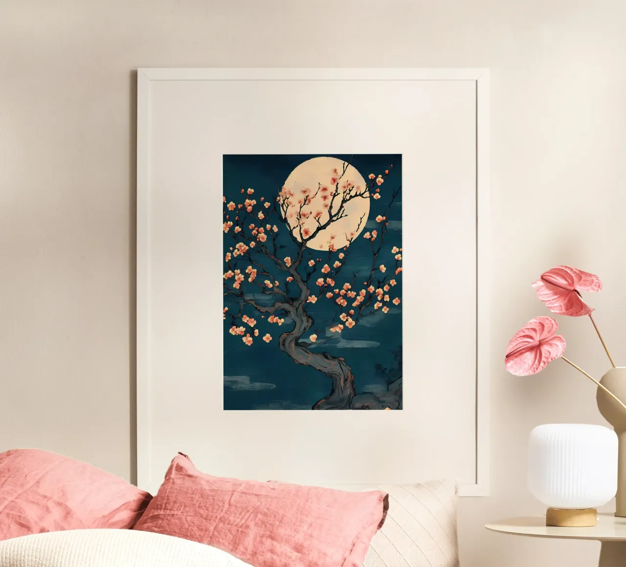 Fiori di ciliegio e luna carta hahnemühle da Rebecca Clark Wyrick