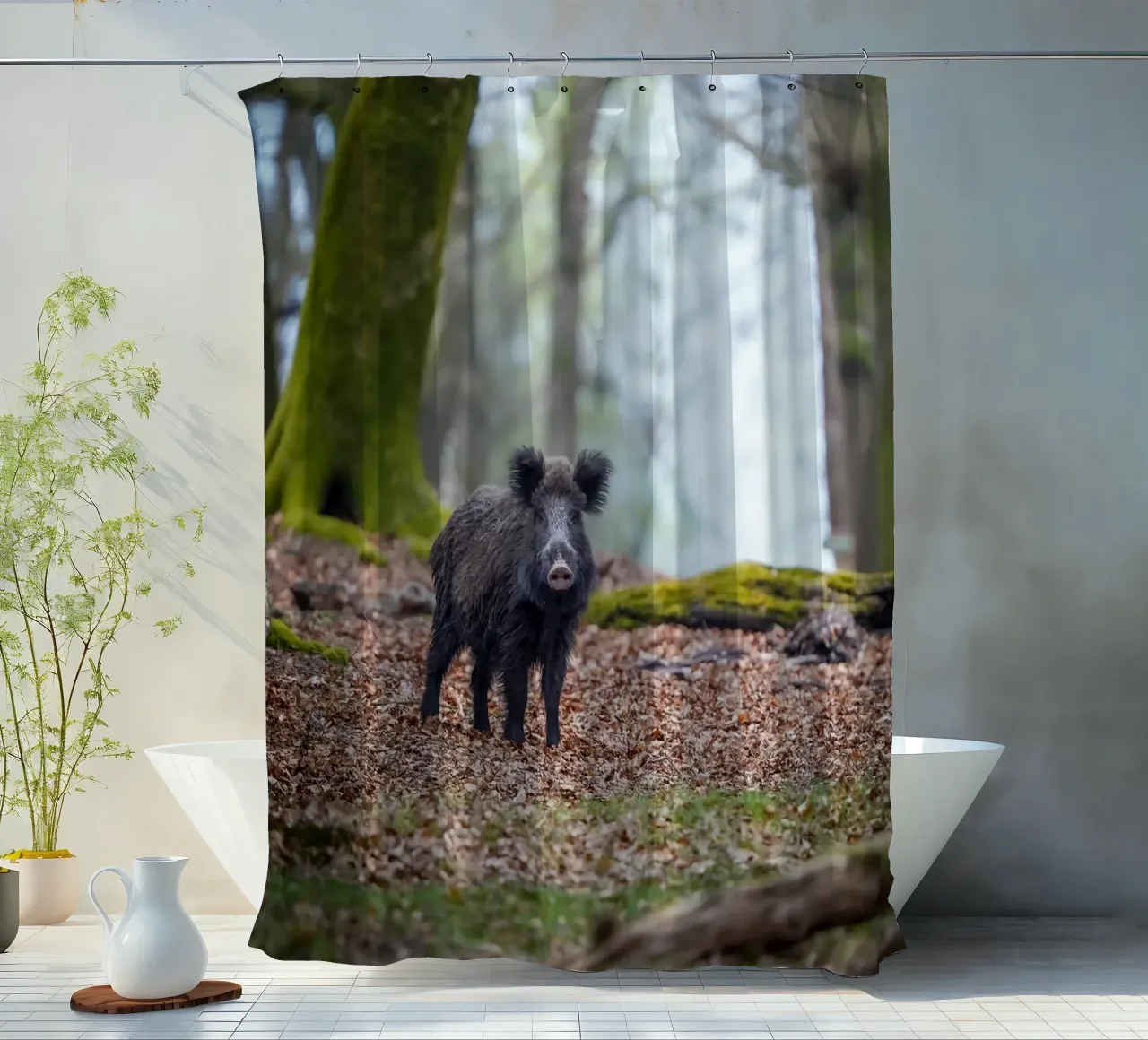 Cinghiale nella foresta tenda da doccia da Tom's Wildlife