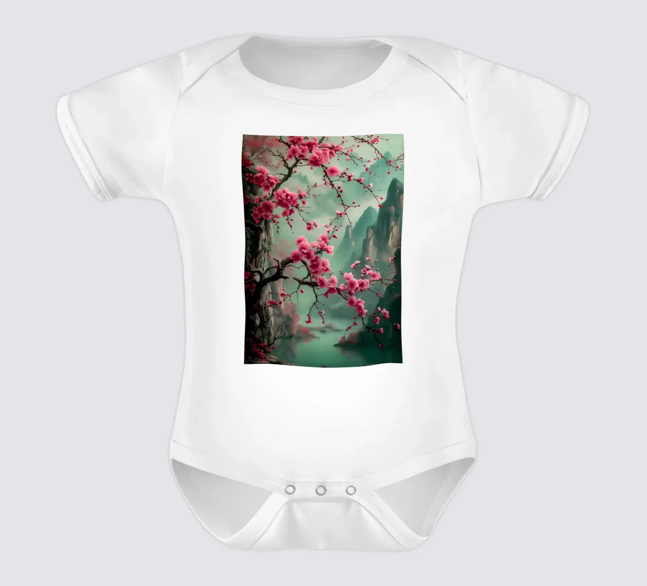 ciliegio in fiore in Giappone body neonato maniche corte da Rebecca Clark Wyrick