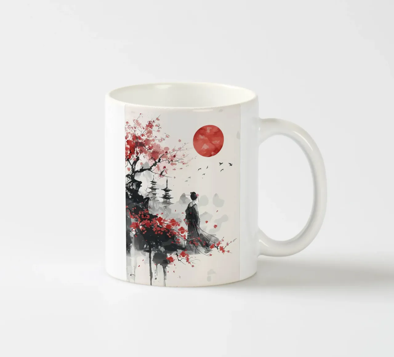 Geisha Sakura Giappone tazza in ceramica da Rebecca Clark Wyrick