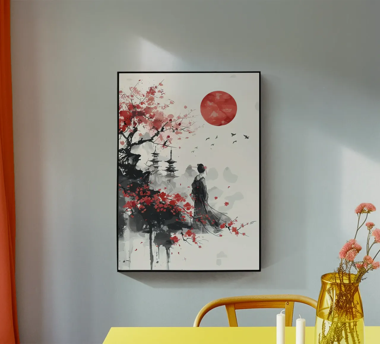 Geisha Sakura Giappone plexiglass da Rebecca Clark Wyrick