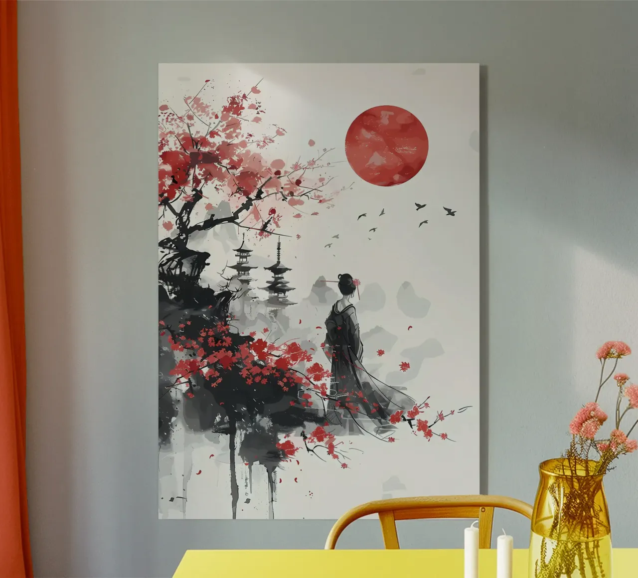 Geisha Sakura Giappone plexiglass da Rebecca Clark Wyrick