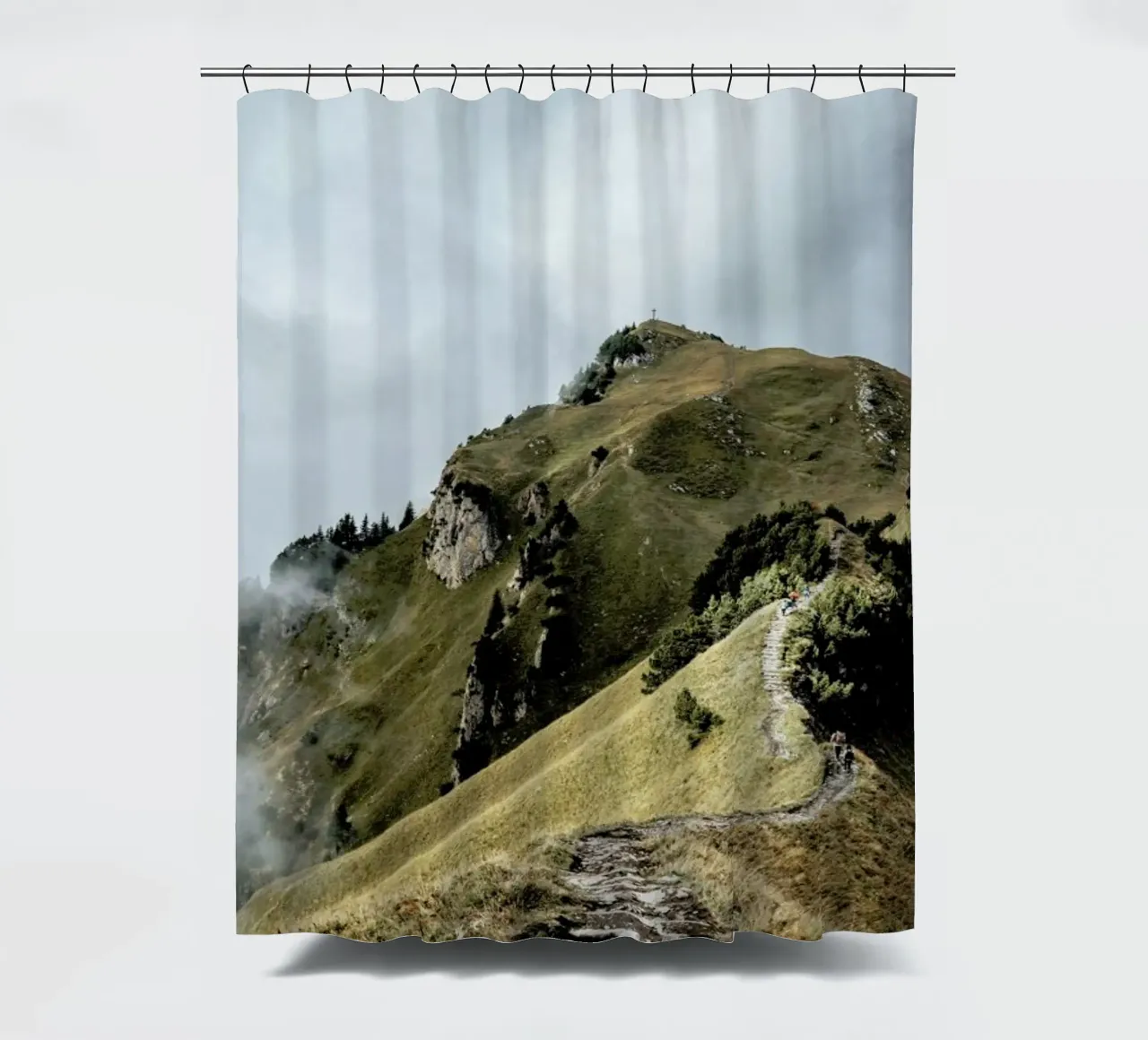 Klingenstock by Reisevergnügen shower curtain by Reisevergnügen