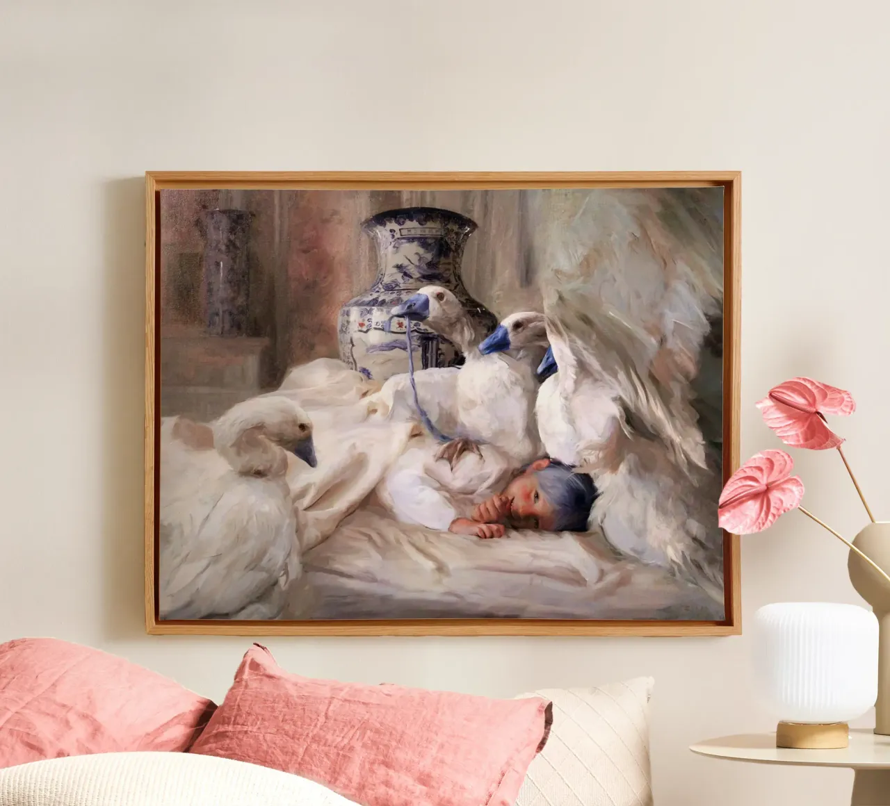 Guillermo Lorca De zwanenmeisjes canvas met Baklijst van Birgitart