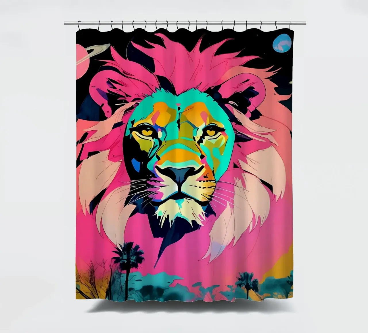 Lion_Style_D_2 shower curtain by Tierisch bunt by LK