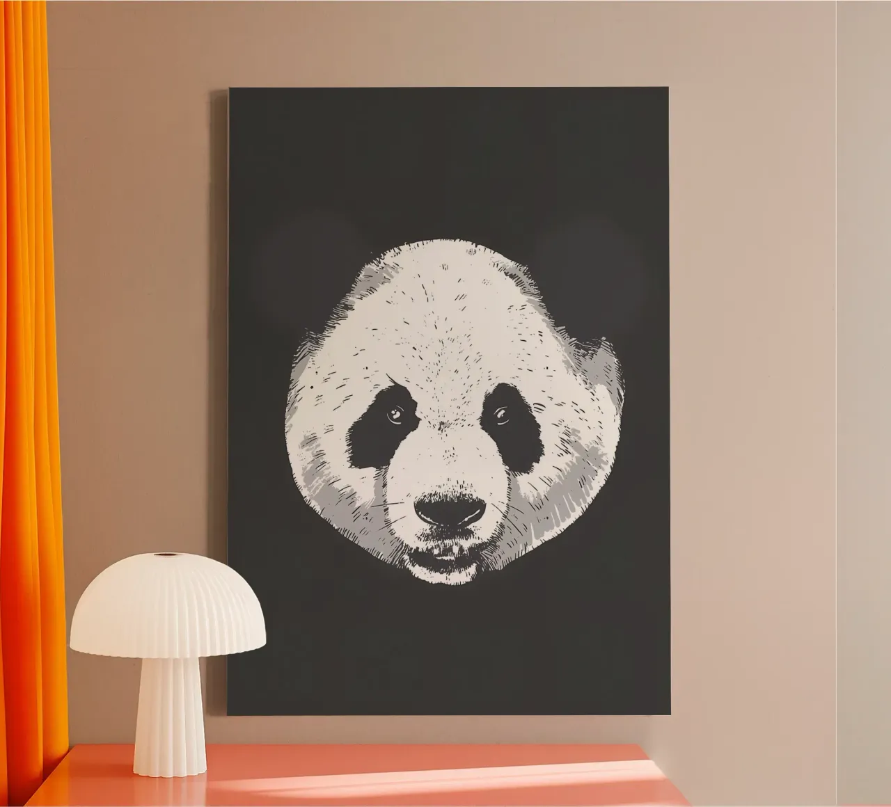 TESTA DI PANDA REALISTICA tela con Cornice a cassetta da James M Coyle
