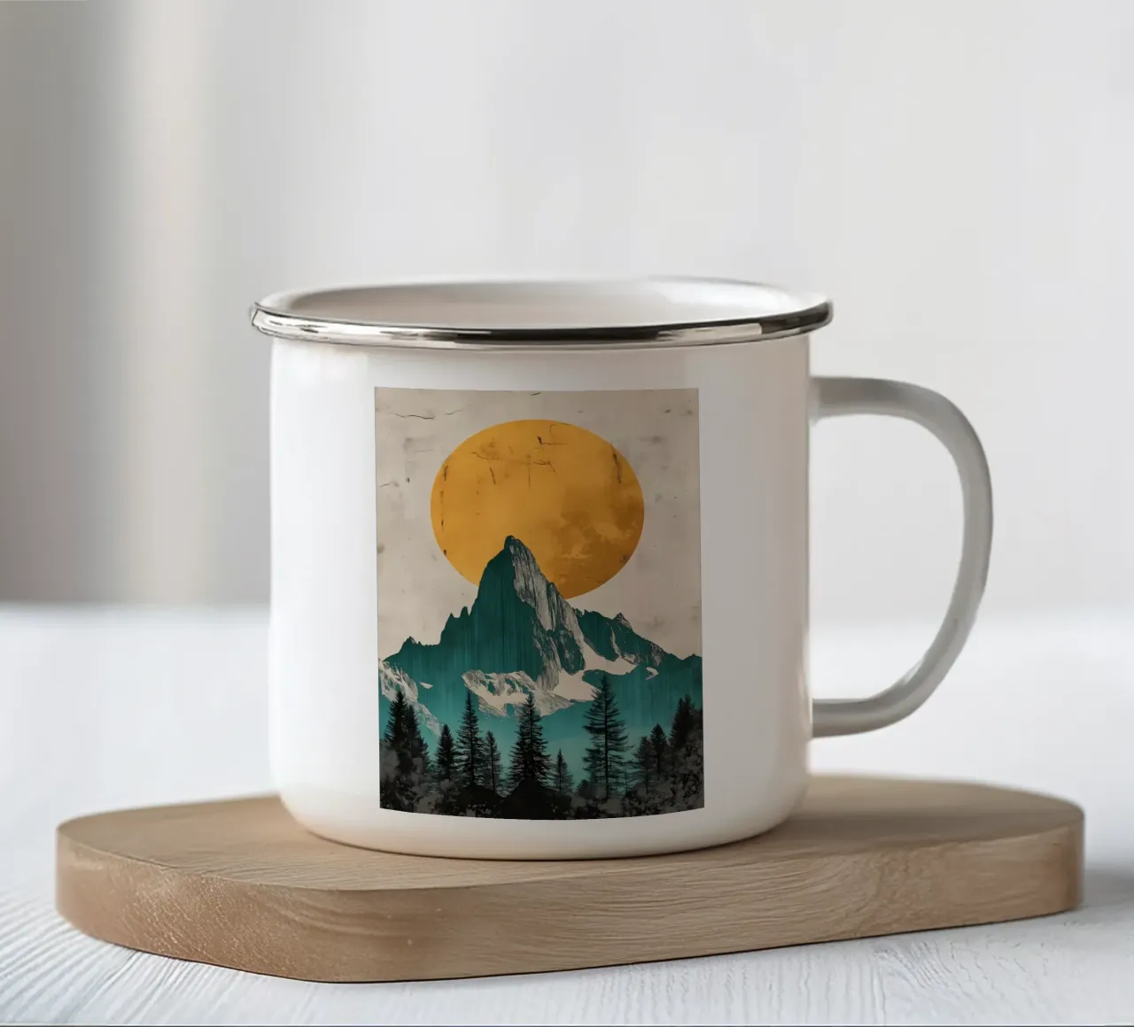 Le montagne in controluce tazza in smalto da Albert S Jacob