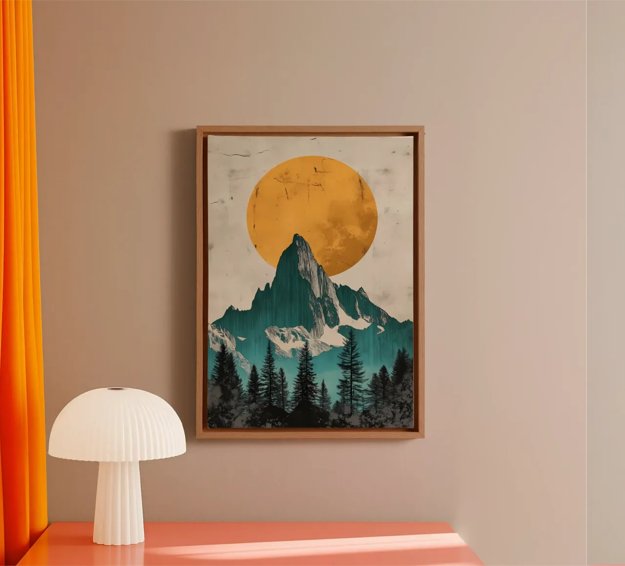 The backlighted mountains canvas with Floater frame by Albert S Jacob