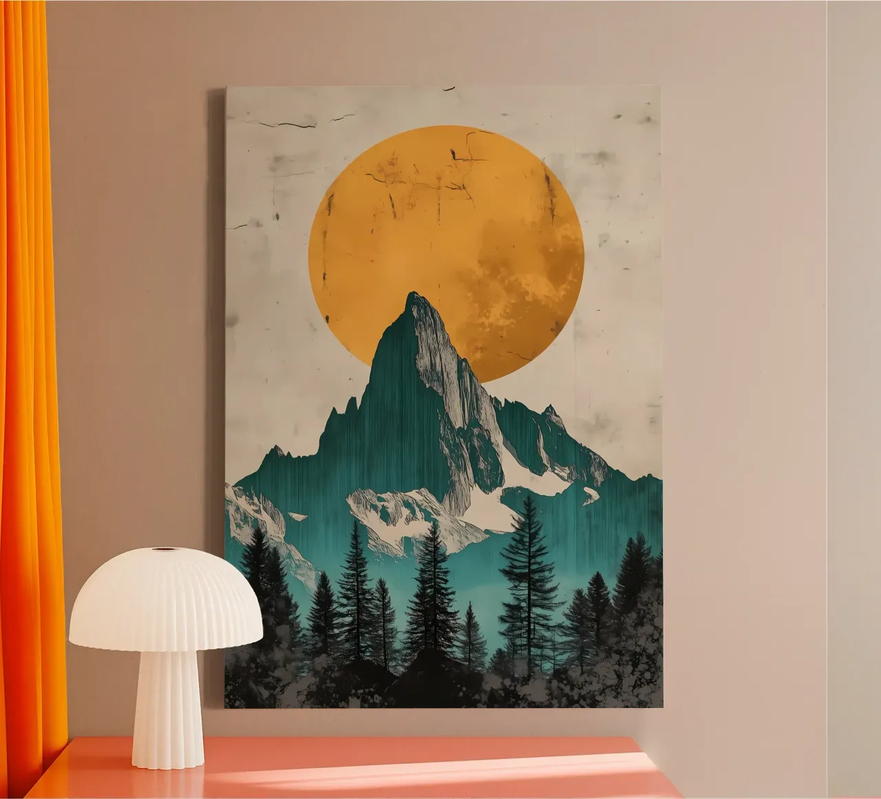 The backlighted mountains canvas with Floater frame by Albert S Jacob