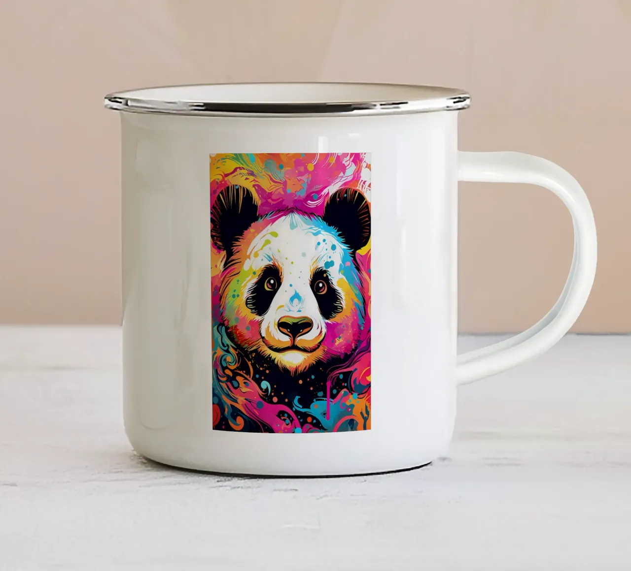 Adorabile Panda Pop Art tazza in smalto da James M Coyle