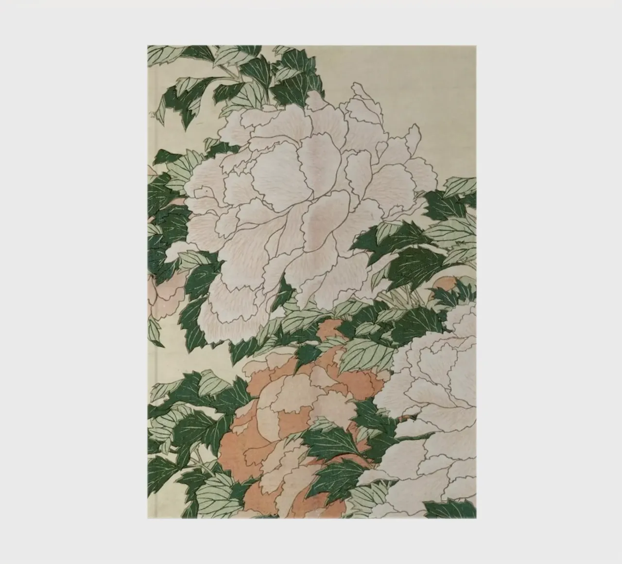 Hokusai - Pink and Red Peonies Blown to the Left in a Breeze and a Butterfly carnet de notes de ARTOTHEK