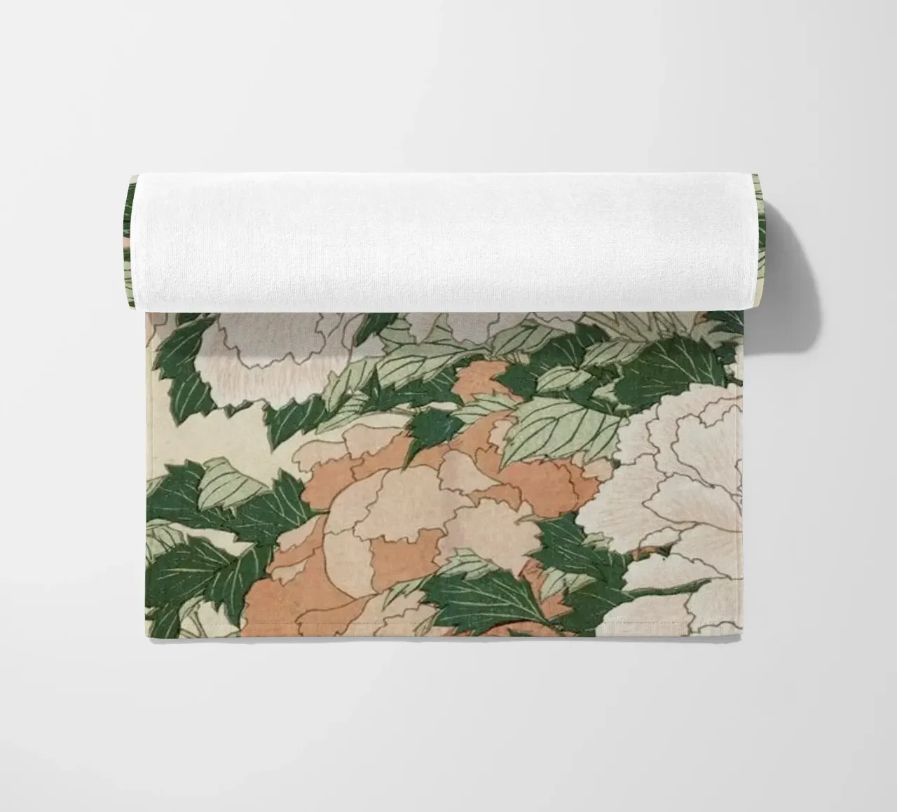 Hokusai - Pink and Red Peonies Blown to the Left in a Breeze and a Butterfly telo mare da ARTOTHEK
